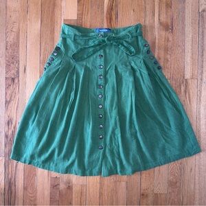 MODCLOTH Linen Blend MIDI Skirt Button Tie waist size 6